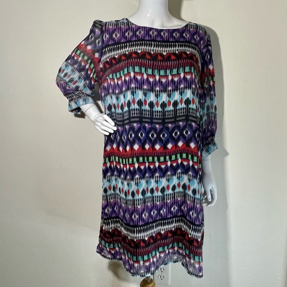 New Directions Dress Size XL Multicolored Print Lined